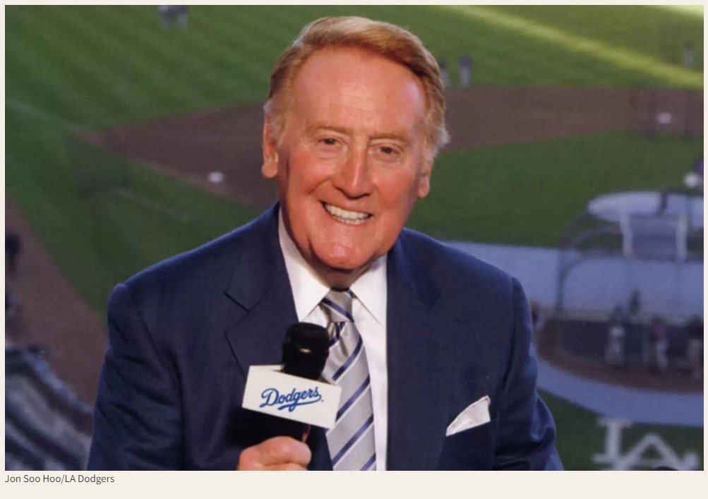 Charley Steiner broadcasting Dodger games from his living room